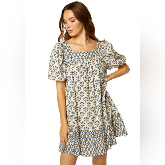 NWT Misa Georgia Dress Pura Vida Flora Mix Blue Floral - Picture 1 of 8